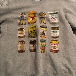 Gray Sweatshirt with Pickle Jar Print